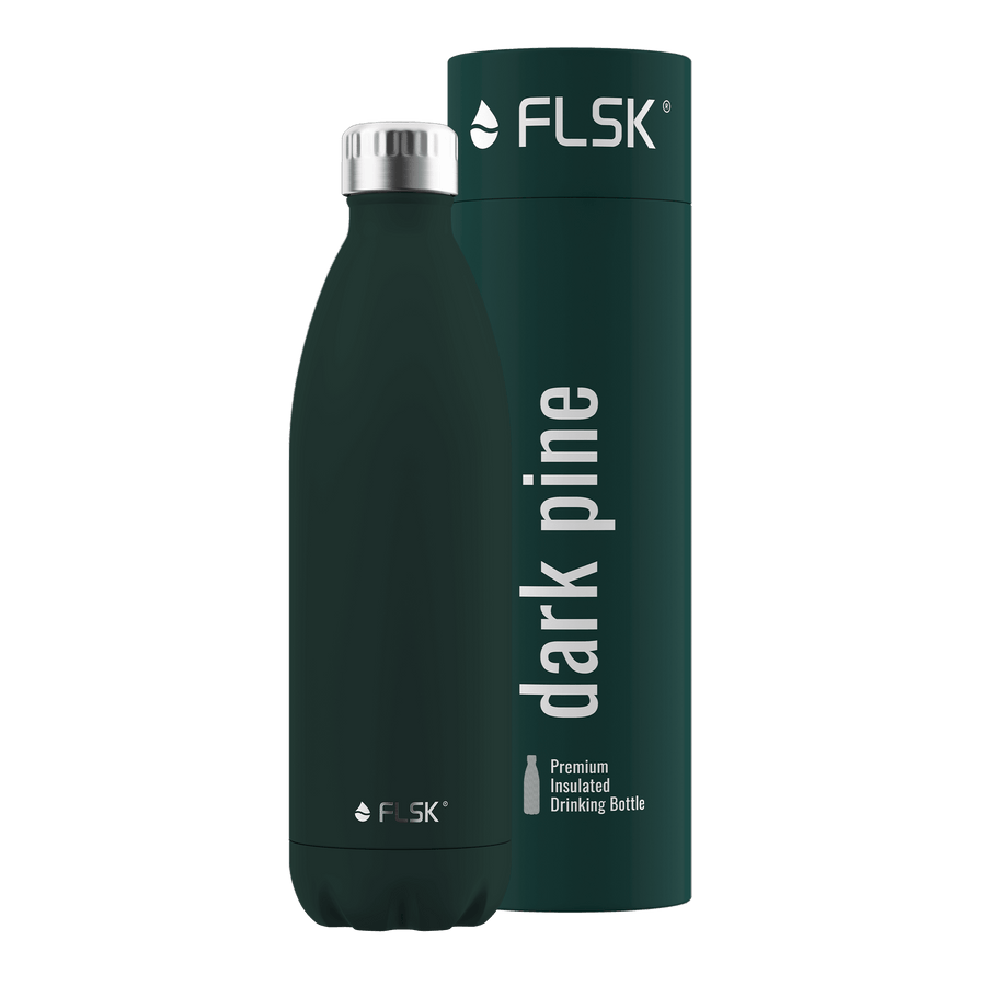 FLSK Trinkflasche 1000 ml aus Edelstahl dark pine Verpackung