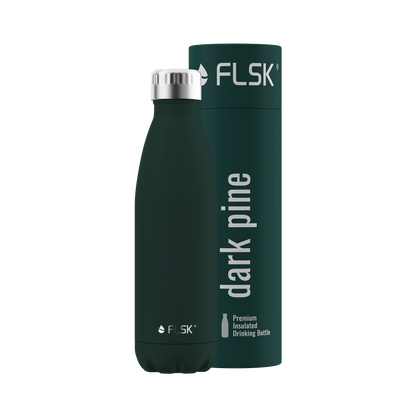 FLSK Trinkflasche 500 ml aus Edelstahl dark pine Verpackung