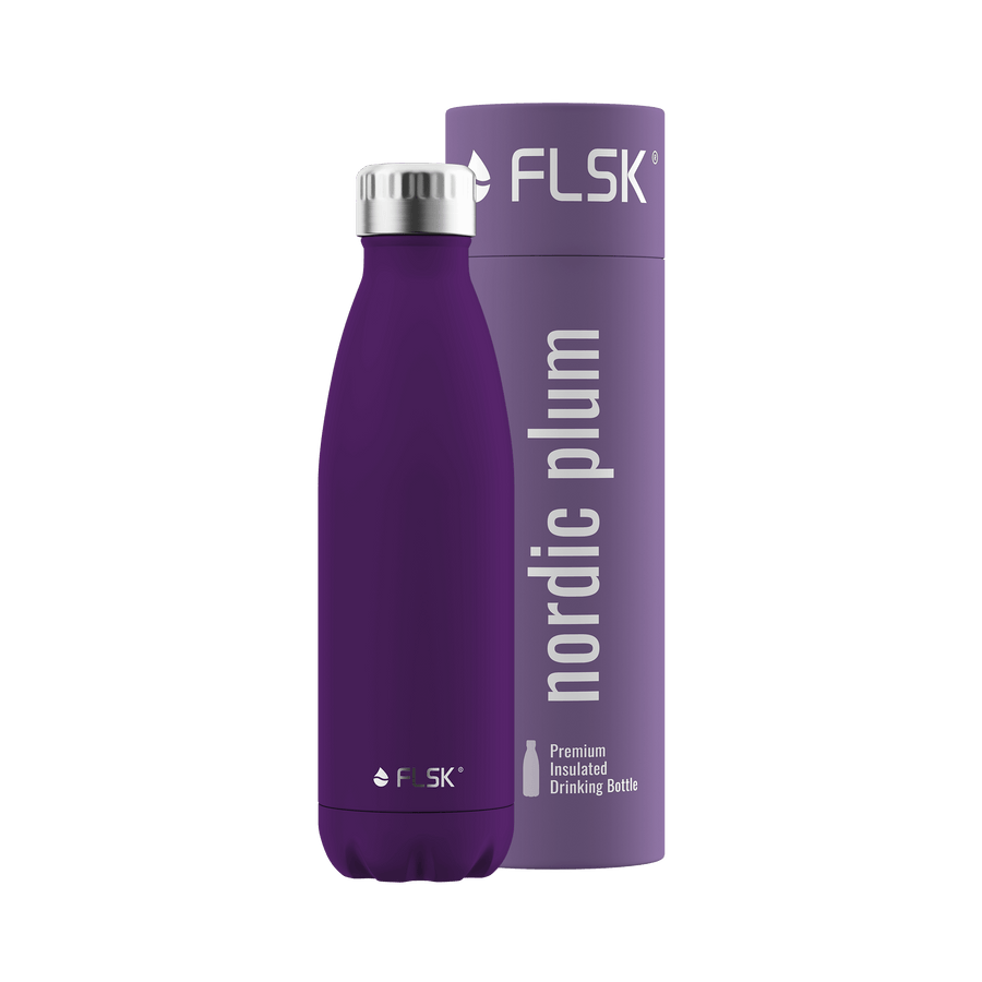 FLSK Trinkflasche 500 ml aus Edelstahl nordic plum Verpackung