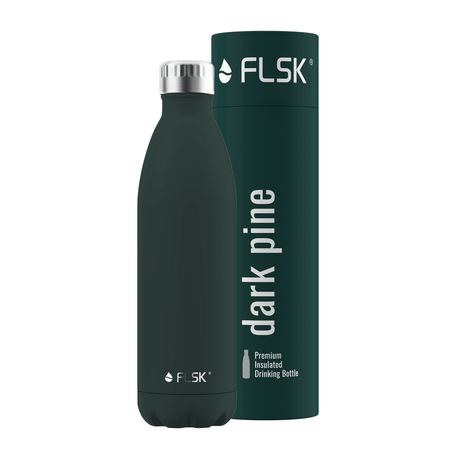 FLSK Trinkflasche 750 ml aus Edelstahl dark pine Verpackung