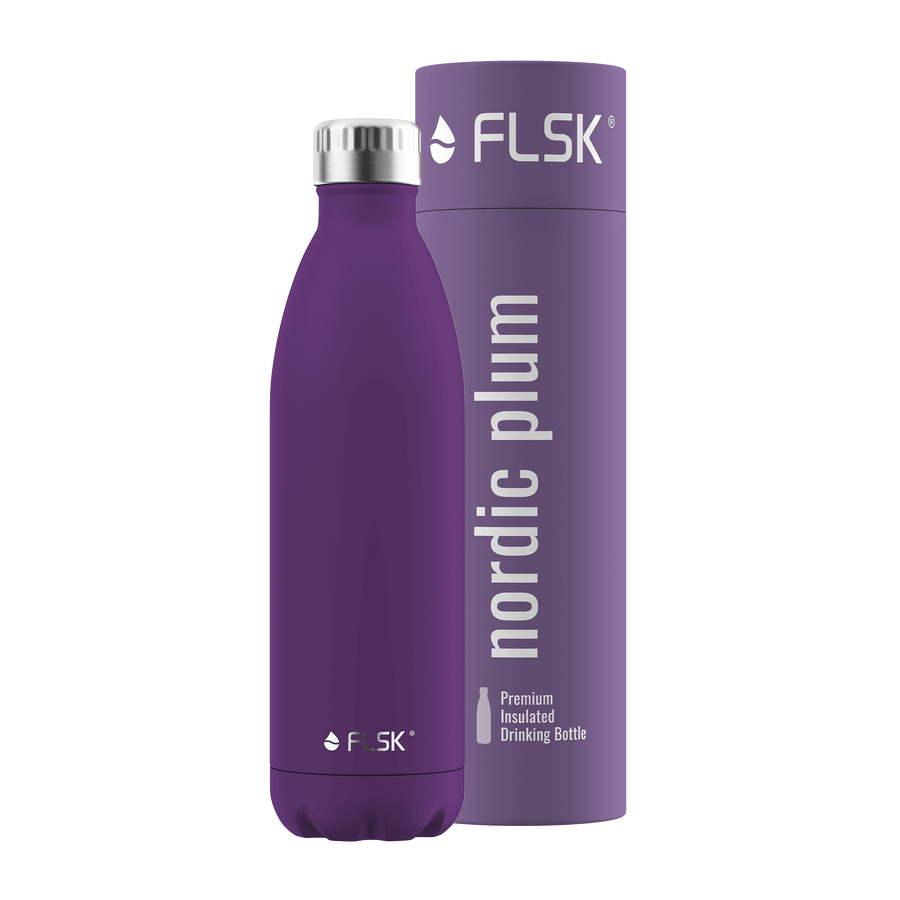 FLSK Trinkflasche 750 ml aus Edelstahl nordic plum Verpackung