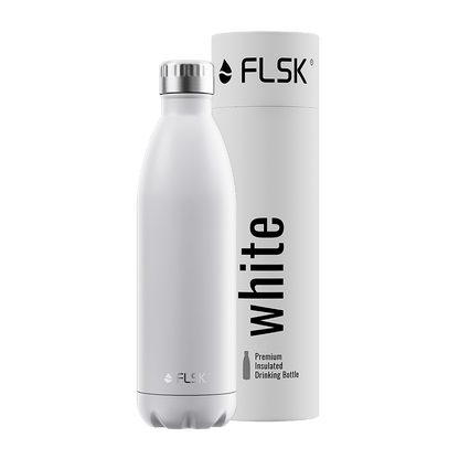 FLSK Trinkflasche 750 ml white aus Edelstahl mit Verpackung