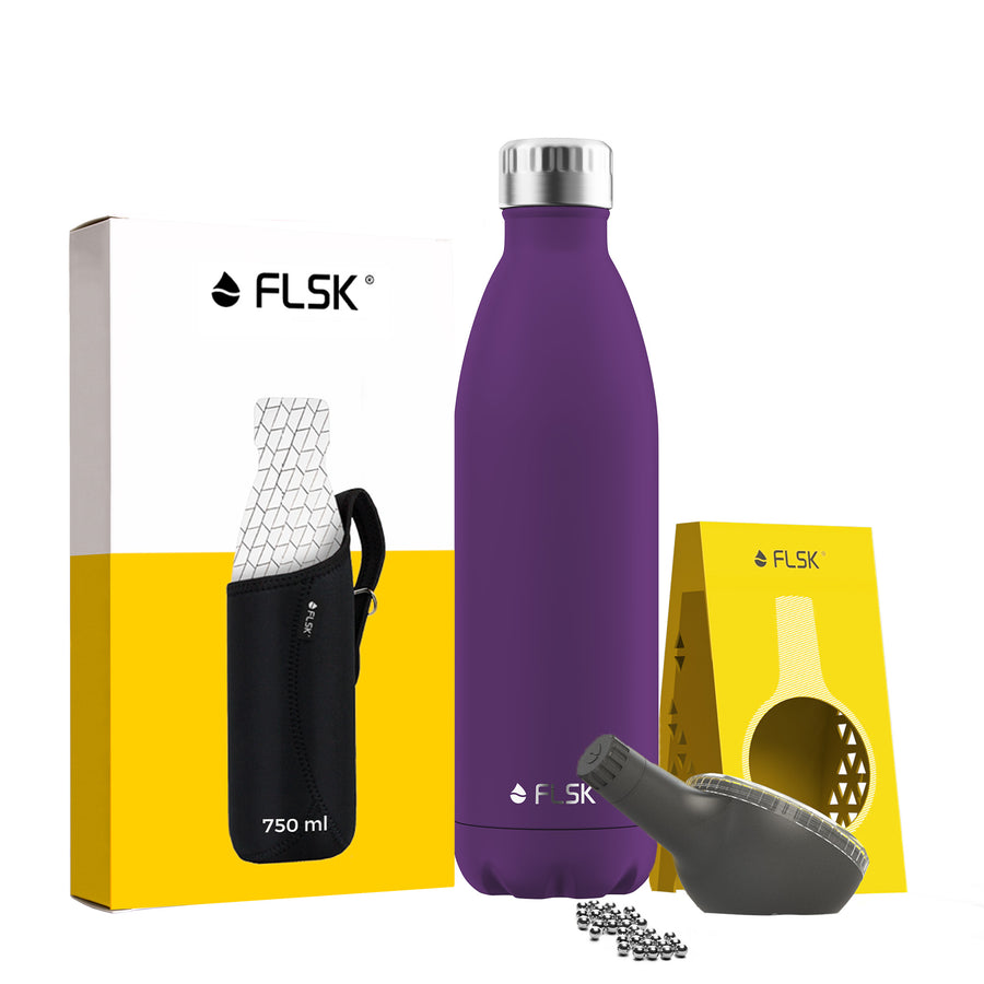 FLSK Premium Bundle Trinkflasche 750 ml aus Edelstahl nordic plum