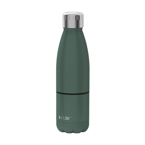 FLSK Trinkflasche mit Becher aus Edelstahl ridge green