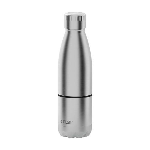 FLSK Trinkflasche mit Becher aus Edelstahl stainless