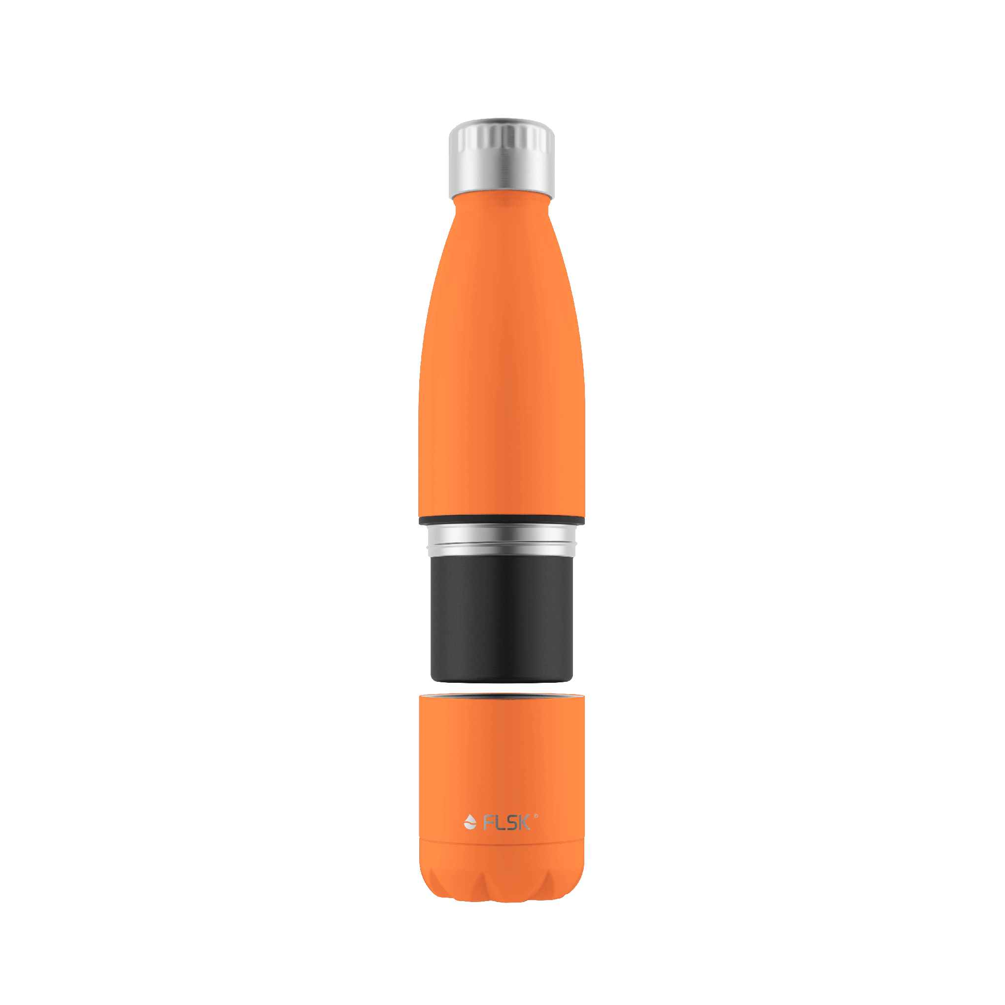 FLSK Trinkflasche mit Becher aus Edelstahl trail orange